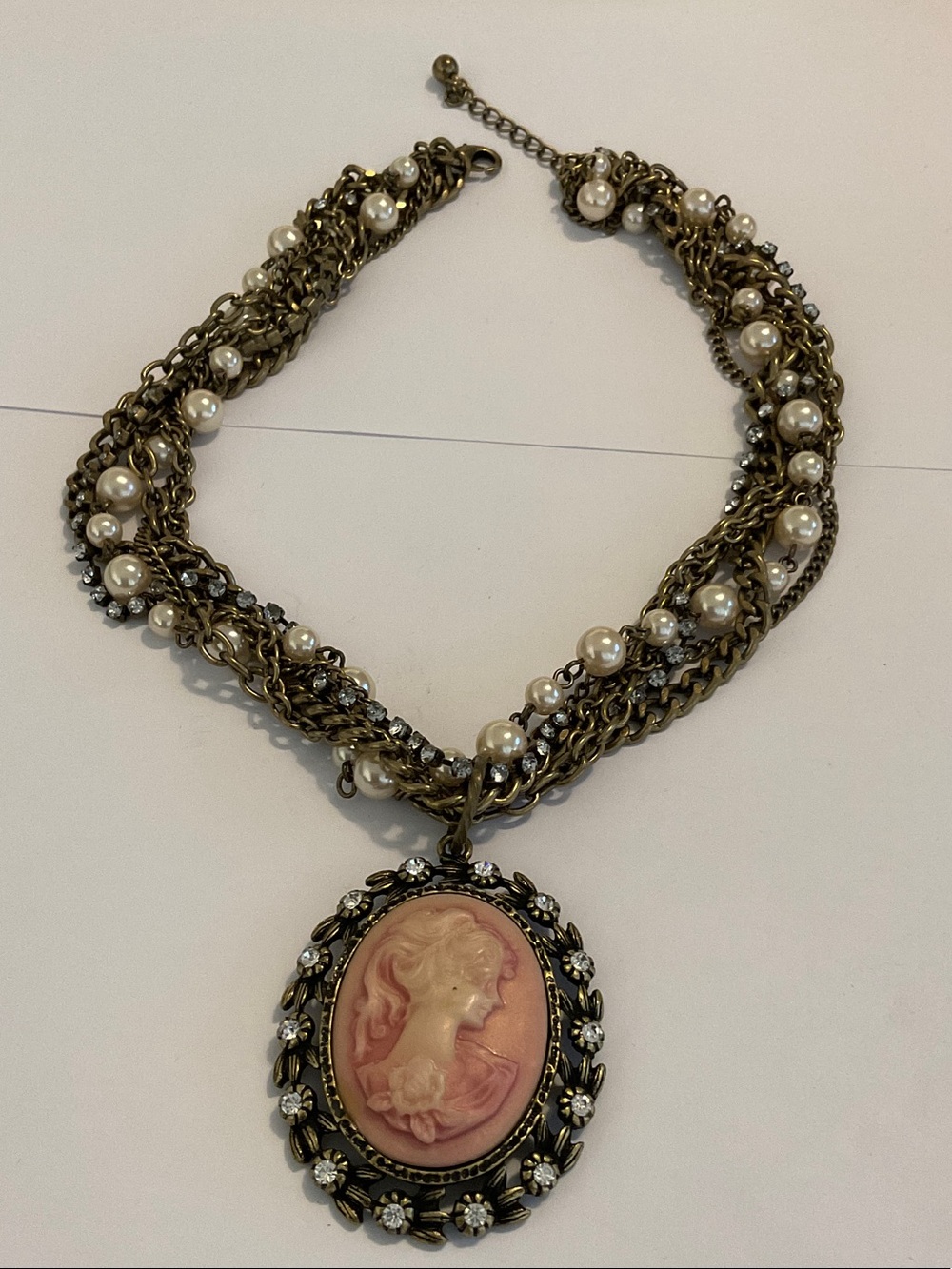 Vintage cameo adjustable necklace